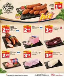Topaz gazetka tydzień 38 Strona 9: Kiełbasa śląska Sokołów €1,69, Kiełbasa szynkowa Morliny €2,29