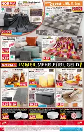 Norma Prospekt woche 39 Seite 14: LED-Dekokürbis by flower power €19,99, LED-Echtwachs-kerzen 3er-Set €9,99