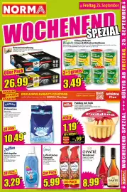 Norma Prospekt woche 39 Seite 15: Chantrè Weinbrand €8,99, Softlan Weichspüler €3,29
