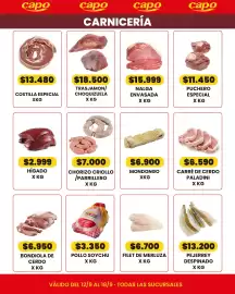 Catálogo Autoservicio Capo Página 2: Chorizo criollo / parrillero €7.000,00, Trasjamón/Choquizuela €18.500,00