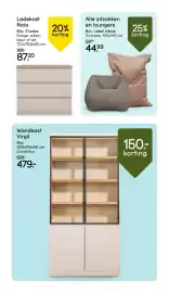 Leen Bakker folder Pagina 16: Wandkast Virgil €479,00, Zitzak en loungers €44,99