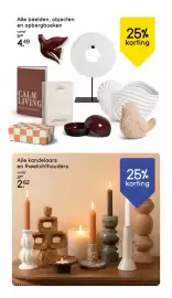 Leen Bakker folder Pagina 17: Alle kandelaars en theelichthouders €2,62, Alle beelden, objecten en opbergboeken €4,49