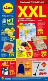 Volantino Lidl settimana 38 Pagina 1: Latteria Latte parzialmente scremato UHT XXL €4,69, MAIA Uova fresche medie €4,99