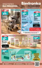 Biedronka gazetka Strona 3: Mleko następne 2 BIO Combiotik €38,99, Wózek spacerowy Estelle Gold €279,00