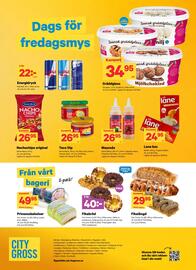 City Gross reklamblad vecka 38 Sida 12: Energidryck €22,00, Fikabröd, Pris i appen €10,95