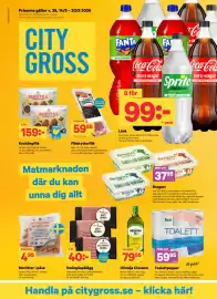City Gross reklamblad vecka 38 Sida 1: Toalettpapper, Pris i appen €109,00, Smörgåspålägg €40,00