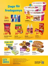 City Gross reklamblad vecka 38 Sida 12: Energidryck €22,00, Fikabröd, Pris i appen €10,95
