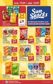 ALDI gazetka tydzień 38 Strona 38: Sun Snacks Chipsy w tubie €5,99, Sun Snacks Prażynki króliczki €3,99