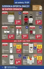 ALDI gazetka tydzień 38 Strona 40: Znicz szklany zalewany mały €2,99, Znicz kulka Calix €4,99