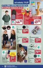 ALDI gazetka tydzień 38 Strona 44: Kapcie pluszowe dziecięce L&D €17,99, L&D Kurtka pilotka dziecięca €44,99