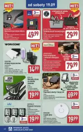 ALDI gazetka tydzień 38 Strona 46: Radio kempingowe z zasilaniem awaryjnym €79,99, WORKZONE Artykuły bezpieczeństwa €14,99