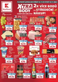 Kaufland leták týden 38 Strana 1: Eidam sýr přírodní polotvrdý €14,90, Ferrero mon chéri višně v čokoládě €99,90