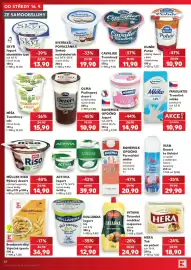 Kaufland leták týden 38 Strana 28: Pragolaktos trvanlivé mléko polotučné €10,90, Müller Riso €14,90