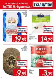 Volantino Zona Pagina 2: Pomodori pelati Mutti €3,99, Coscia di suino stagionata Alta Valle €9,59