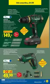 Lidl gazetka tydzień 39 Strona 37: Akumulatorowa wiertarkowkrętarka Parkside €149,00, Akumulatorowa wkrętarka Parkside €49,90