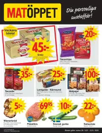Matöppet reklamblad vecka 38 Sida 1: Pågen Lantgoda - Kärnsund €25,00, Felix matpajer €100,00