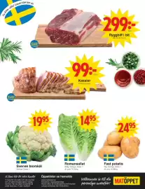 Matöppet reklamblad vecka 38 Sida 4: Romansallat €14,95, Fast potatis €24,95