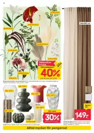 Rusta reklamblad vecka 38 Sida 10: Dekorativa kvistar €23,90, Gardinlängder Lovisa €149,00