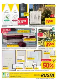Rusta reklamblad vecka 38 Sida 16: Dove duschgel och duschkräm €24,90, Ultra Power Batteri €39,90