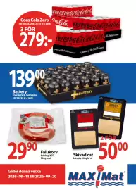 MaxiMat Svinesund kundeavis uke 38 Side 1: Falukorv €29,90, Coca Cola Zero €279,00