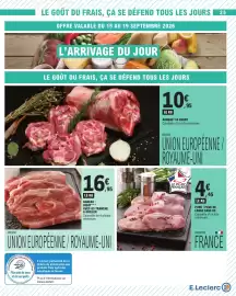 Catalogue E.Leclerc semaine 38 page 25: AGNEAU GIGOT*** €16,95, Le Porc Français €4,45
