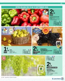 Catalogue E.Leclerc semaine 38 page 31: POIRE €1,99, RAISIN MUSCAT DU VENTOUX AOP €2,99