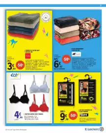 Catalogue E.Leclerc semaine 38 page 7: Soutien-gorge avec coques €4,95, Serviette coton bio €3,97
