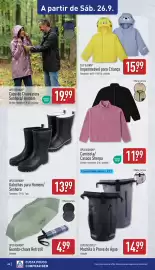Folheto ALDI semana 39 Página 26: Mochila à Prova de Água €14,99, Camisola/ Casaco Sherpa €11,99