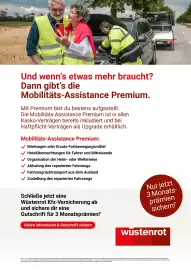 Wüstenrot Flugblatt Seite 3: Und wenn's etwas mehr braucht? Dann gibt's die Mobilitäts-Assistance Premium. Mit Premium bist