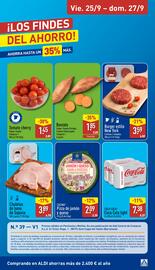 Folleto ALDI semana 39 Página 28: Cucina pizza de jamón y queso €2,09, Boniat €1,85