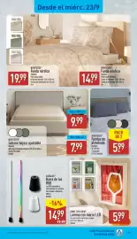 Folleto ALDI semana 39 Página 17: Home Creation lamina con marco led €5,99, Novitesse sabana bajera ajustable €9,99