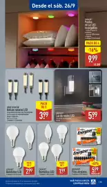 Folleto ALDI semana 39 Página 25: Casalux bombillas led €1,99, Casalux luz de noche led €5,99