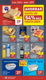 Folleto ALDI semana 39 Página 8: La Tabla minitaquitos de jamón curado €1,99, Pleno Sabor queso de oveja viejo €2,89