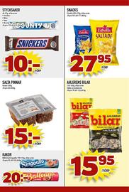 Matdax reklamblad vecka 38 Sida 24: Snickers €10,00, Salta pinnar €15,00