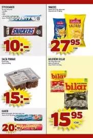 Matdax reklamblad vecka 38 Sida 24: Snickers €10,00, Salta pinnar €15,00