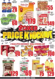 Boxer catalogue week 38 Page 1: Bokomo Weet-Bix €90,00, Golden Coop Farms Frozen Chicken Sizzlers €179,00