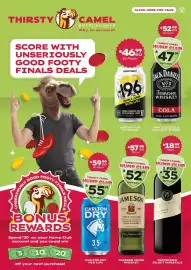 Thirsty Camel catalogue Page 1: Jack Daniel's Tennessee Whiskey Cola €47,99, Carlton Dry Mid 3.5% €55,99
