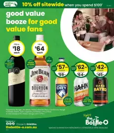 The Bottle O catalogue Page 1: Jim Beam Kentucky Straight Bourbon €64,00, Hard Rated Alcoholic Orange €42,00