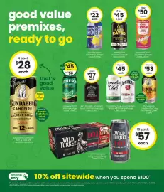 The Bottle O catalogue Page 4: Canadian Club or Jim Beam White €45,00, Bundaberg Overproof & Cola €53,00