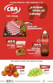 CBA akciós újság hét 38 Oldal 1: Alma €265,00, Szőlő €749,00