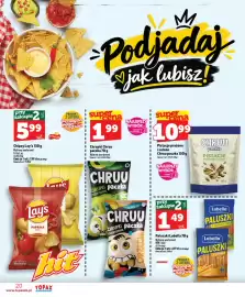 Topaz Express gazetka tydzień 38 Strona 20: Pistacje prażone i solone Chruu paczka €10,99, Paluszki Lubella €1,49
