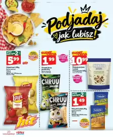 Topaz Express gazetka tydzień 38 Strona 20: Pistacje prażone i solone Chruu paczka €10,99, Paluszki Lubella €1,49
