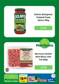 Morrisons leaflet week 38 Page 2: Dolmio bolognese original pasta sauce €2,60, Morrisons british beef mince €5,00