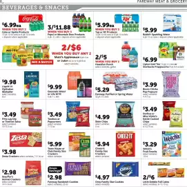 Fareway weekly ad week 38 Page 6: Zesta Crackers €3,98, Lipton Iced Tea or Starbucks Frappuccino €6,99