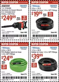 Harbor Freight Tools weekly ad Page 10: Merlin pvc/rubber hybrid air hose €24,99, Merlin rubber air hose €19,99