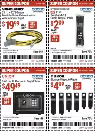 Harbor Freight Tools weekly ad Page 5: Storehouse twist-and-cut cable ties €2,99, Union electronic digital safe €49,49