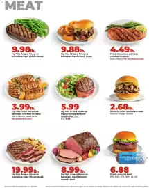Hy-Vee weekly ad week 38 Page 11: Fresh boneless skinless chicken breasts €4,49, All-natural ground beef €6,88