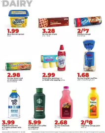 Hy-Vee weekly ad week 38 Page 30: Milk50 lactose free or TruMoo protein milk €3,99, Tropicana orange juice €8,00