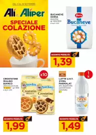 Volantino Alì Supermercati Pagina 1: Crostatine Mulino Bianco €1,99, Latte U.H.T. Zymil Parmalat €1,49
