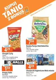 E.Leclerc gazetka tydzień 38 Strona 1: Chrupki Curly Lorenz €4,29, Kaszka Porcja Zbóż BoboVita €7,99
